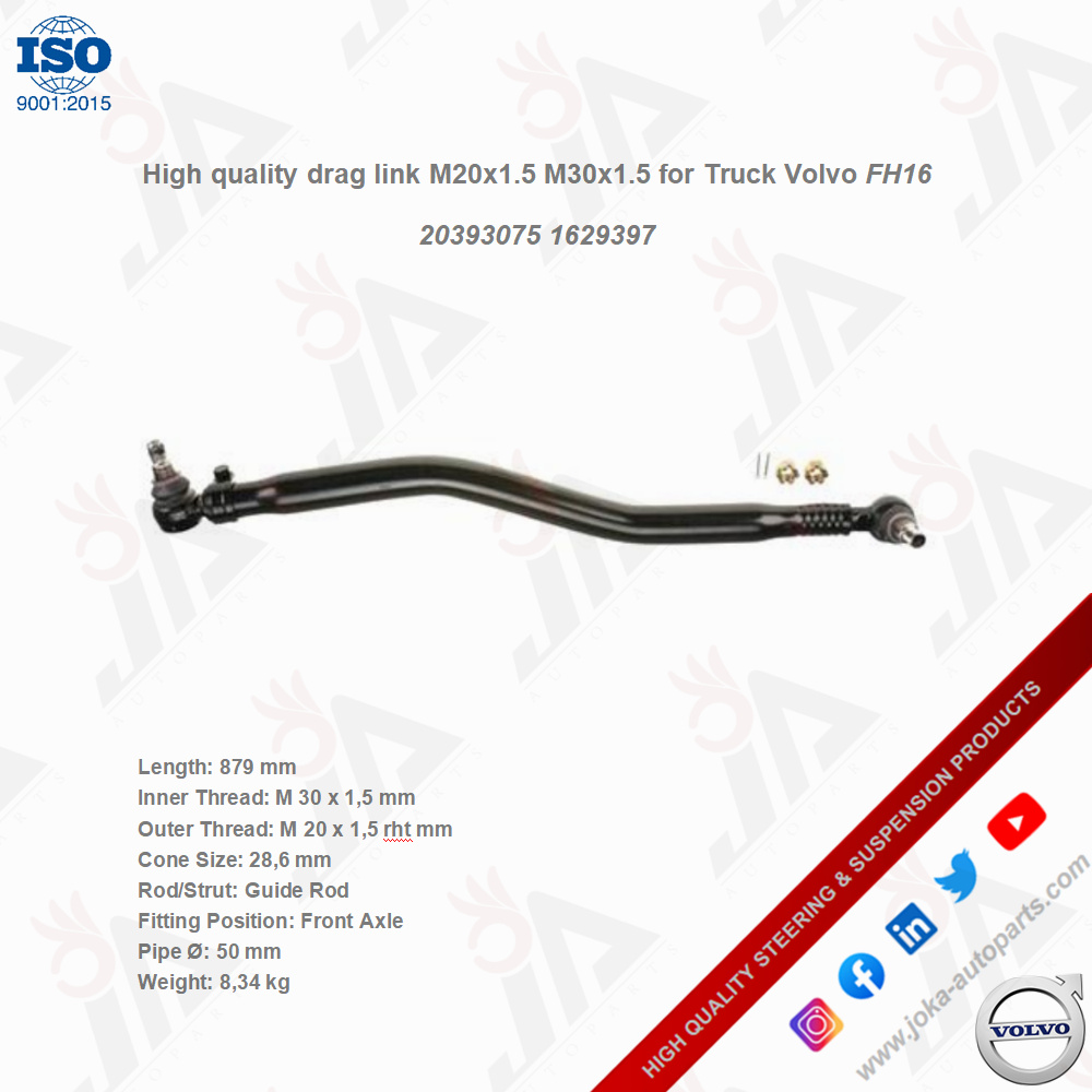 Joka_autoparts's tweet photo. High quality drag link M20x1.5 M30x1.5 for Truck Volvo FH16 20393075 1629397
#mantruck #truck #volvo #trucking #trucklife #ford #truckdriver #trucker #scaniatrucks #volvotrucks #transport #mercedes #daf #liftedtrucks #offroad #dodge #couplingrod #guiderod #pushrod https://t.co/iz0QsjBqMe