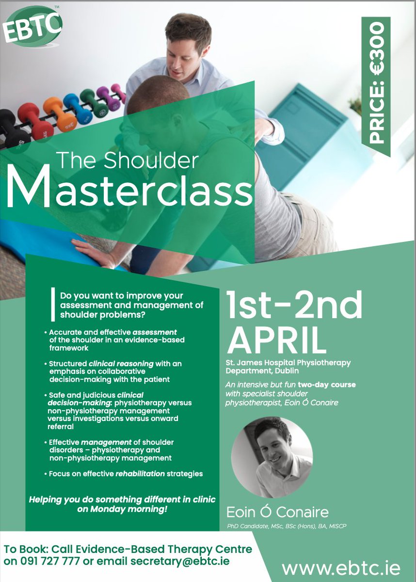 Eoin Ó Conaire (@ebtc_eoin) on Twitter photo Still some places left on the Shoulder Masterclass <a href="/stjamesdublin/">St James's Hospital</a> Fancy a fun weekend geeking out on shoulders then snap up a place! ebtc.ie/eoin-o-conaire… Still some places left on the Shoulder Masterclass <a href="/stjamesdublin/">St James's Hospital</a> Fancy a fun weekend geeking out on shoulders then snap up a place! ebtc.ie/eoin-o-conaire…