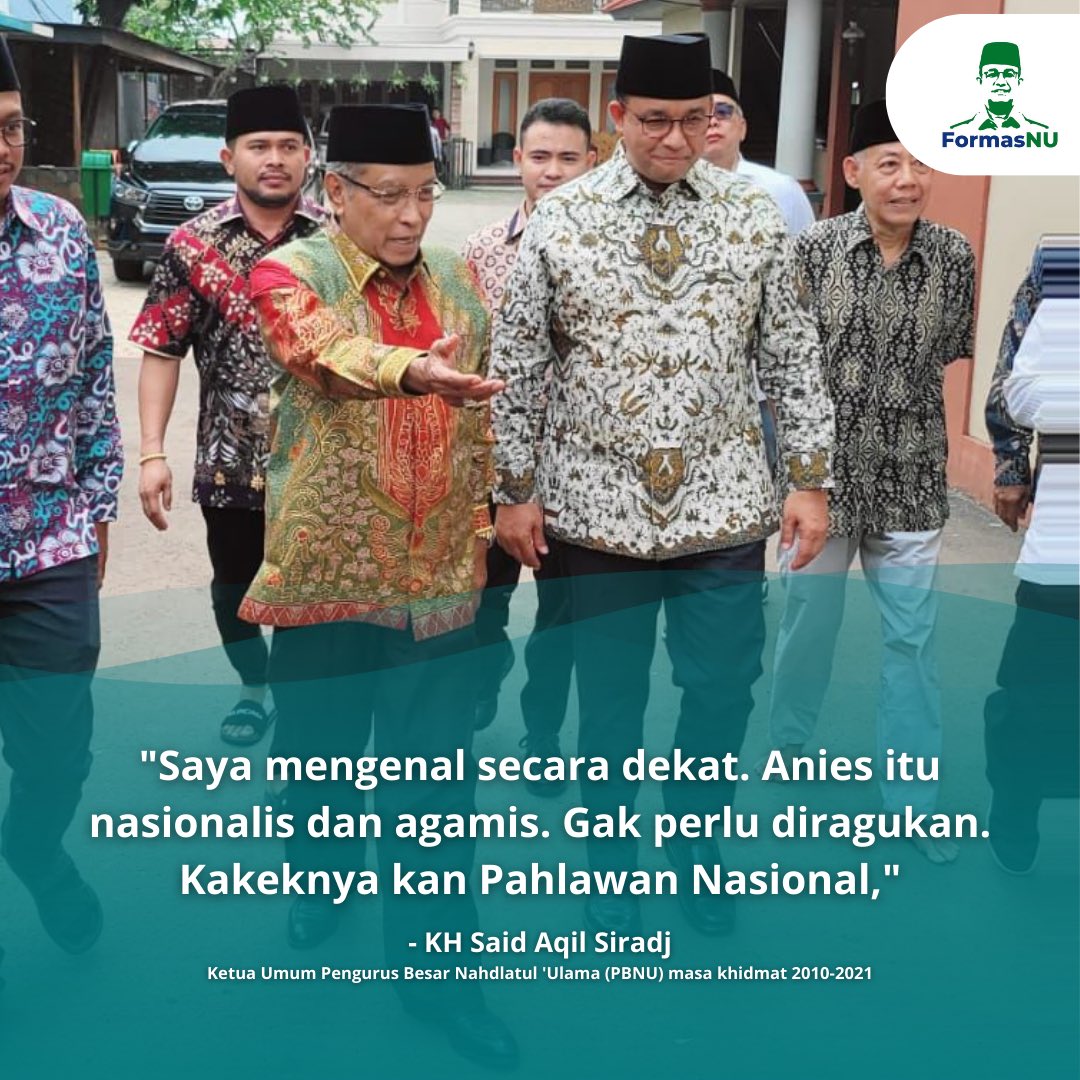 FormasNu's tweet photo. Kami tak ragu lagi, ketika Kiai Said sudah menggaransi kalau Mas @aniesbaswedan adalah seorang Nasionalis yang amat taat beragama

Yuk kita doakan kedua pemimpin kita Allah berikan panjang umur dan keberkahan dalam memimpin umat dan memimpin Indonesia

#nahdlatululama #nu #anies https://t.co/Tg6oq3fsBq