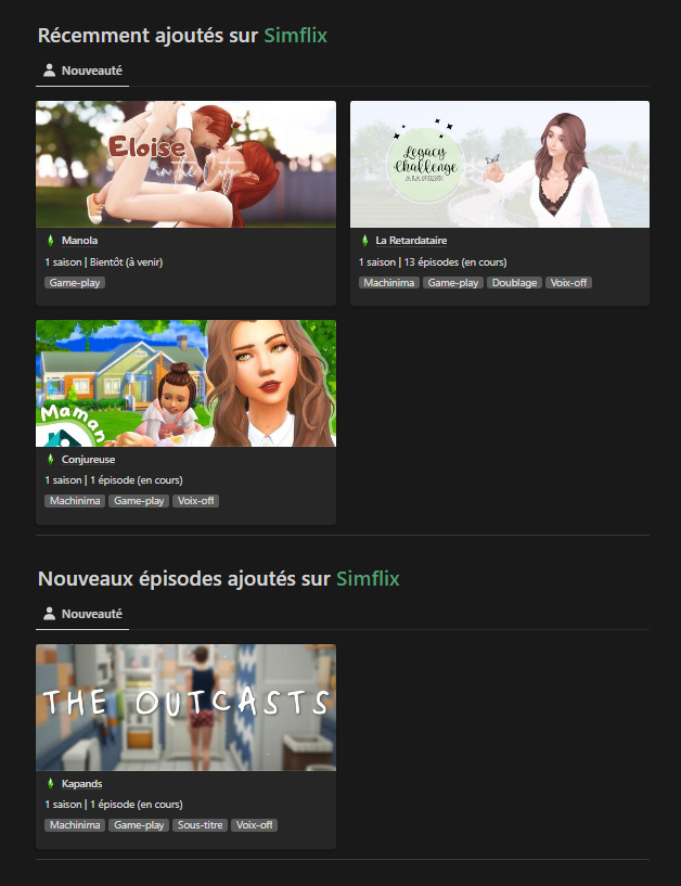 SmileHolicArt's tweet photo. Plusieurs séries font leur apparition sur Simflix (@manola_sims @conjureuse ) ! Ainsi qu'un nouvel épisode pour The Outcast (@Kapands ), je vous joins la semaine chargé en sortie d'épisode en +
Bon visionnage ! #sims4 #simflix #simflixFR
Lien de Simflix : https://t.co/Mq1eghuAmt https://t.co/g1yevzprst