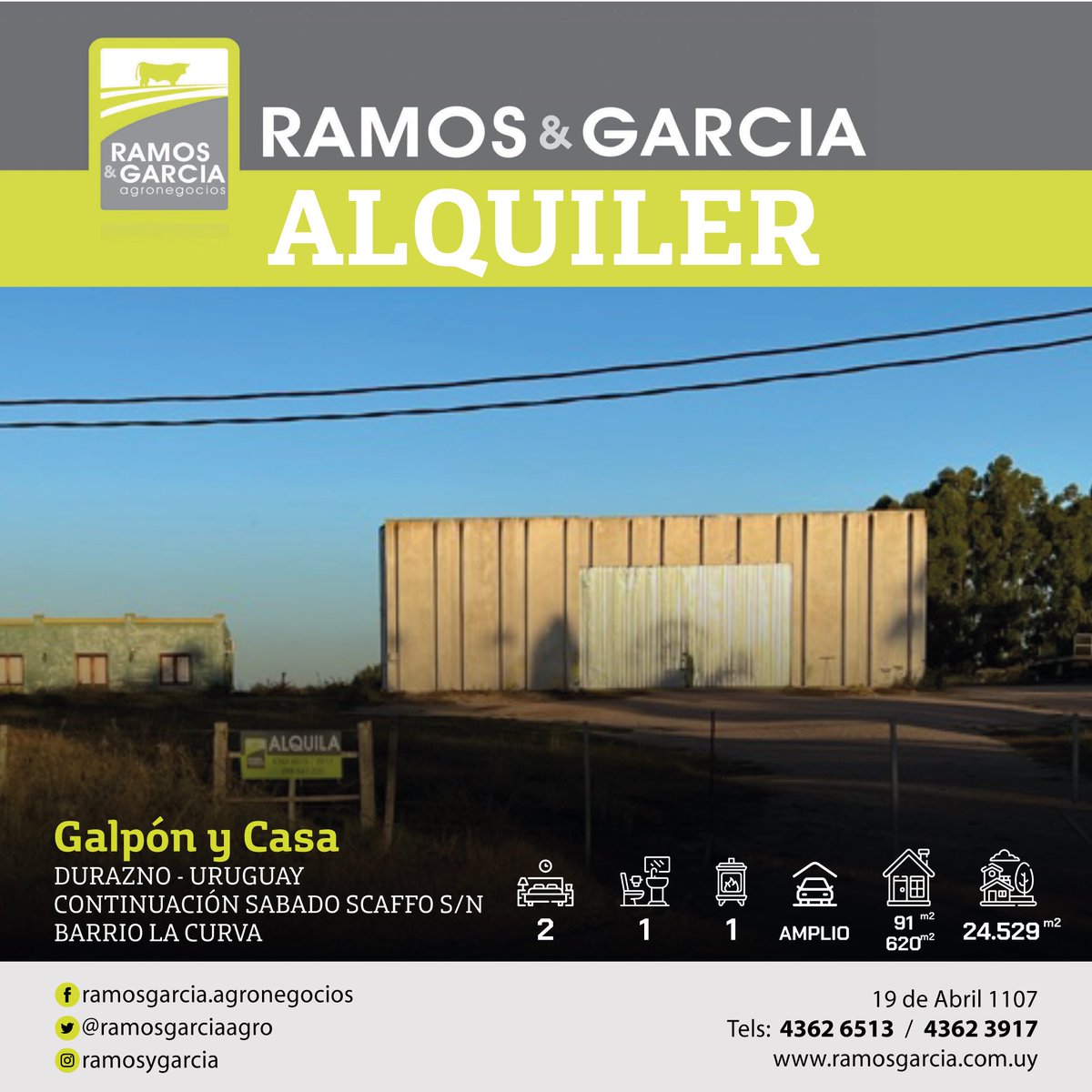 ramosgarciaagro's tweet photo. ATENCIÓN ‼️
CIUDAD DE DURAZNO
Actualizamos nuestra cartelera de alquileres de inmuebles urbanos‼️
No dude en consultar‼️
📱098 543 230 https://t.co/eiWMXrSjLt