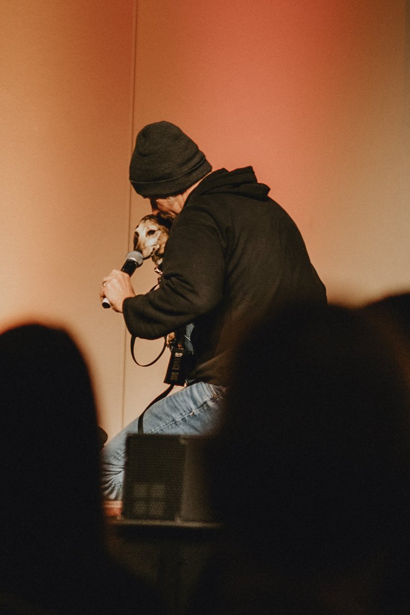 TheRoseRichards's tweet photo. I donβt get tired of this photo I took of @MarkRPellegrino and his Frankie hellhound. Perfect love. #purcon6 https://t.co/dWLRFm33ew