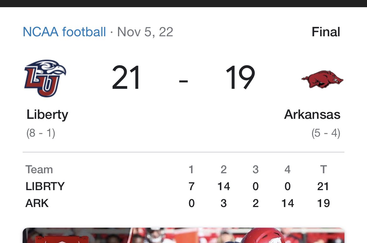 NickG2210's tweet photo. When fans of Arkansas talk shit about UConn football.. remember this happened a week apart….. https://t.co/MJwZ8FOvE3