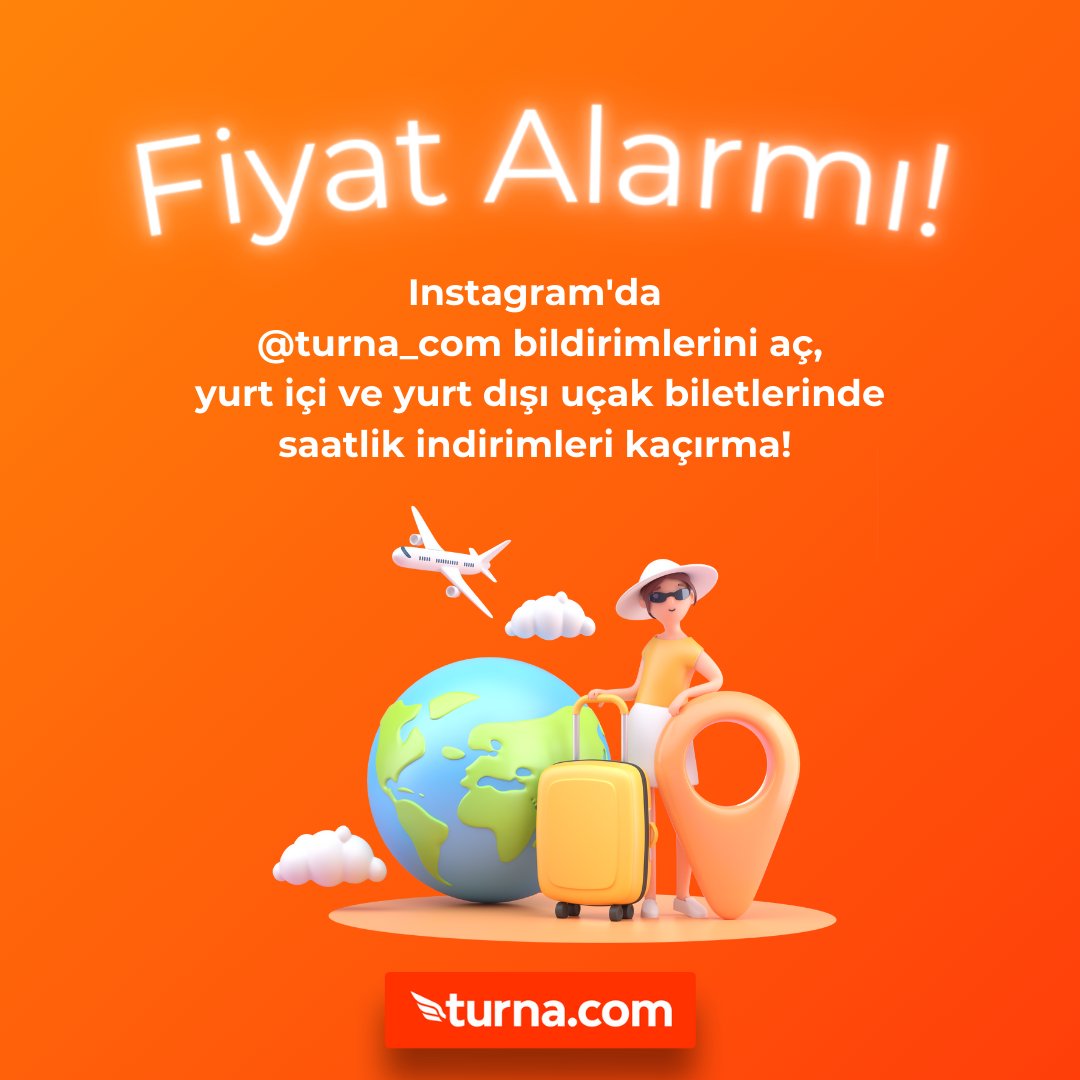 "Fiyat Alarmı!" 23 Mart’ta başlıyor! Instagram hesabımızı takip et, bildirimlerini aç; yurt içi ve yurt dışı uçak biletlerinde saatlik indirimleri yakala! bit.ly/3n76UrF