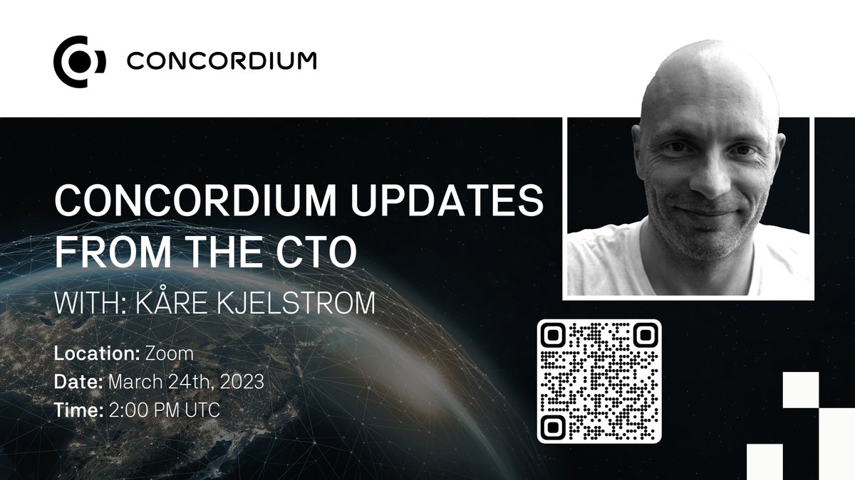 🔴 Join us for Concordium Updates from the CTO @kaarekjelstroem via Zoom on March 24th, 2023 at 2:00 PM UTC. Zoom link: zoom.us/j/92291333107?…