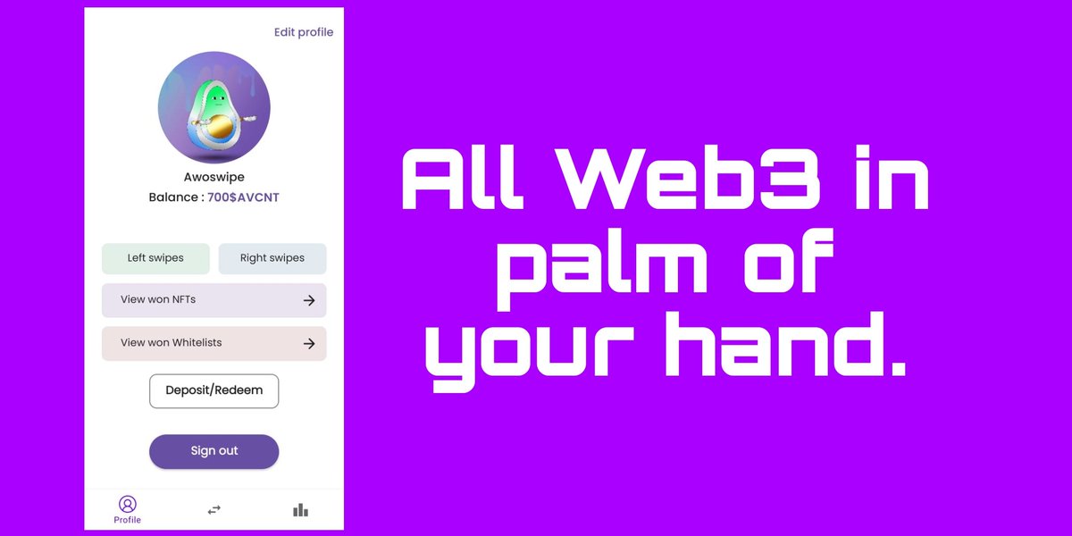 Your smartphone is about to become your gateway to the world of Web3! 🌟 #Avoswipe connects you to NFTs, DeFis, and more, all from the convenience of your mobile device. Stay tuned for the future of decentralized tech!

 #web3 #nft #defi #mobile #nfts #defi #app #polygon
