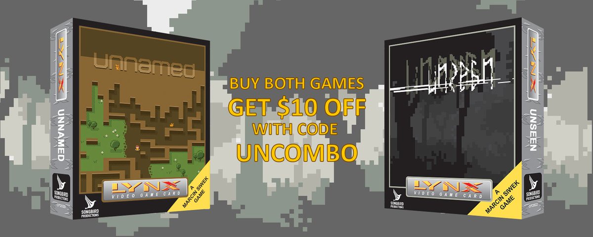 SongbirdPro's tweet photo. Want to buy both Unseen and Unnamed for the #AtariLynx? Save $10 when you buy both with code UNCOMBO. Code expires March 31.

https://t.co/TjIt7BCqIr
https://t.co/PsNpCuTObZ https://t.co/RFvBbroHL6