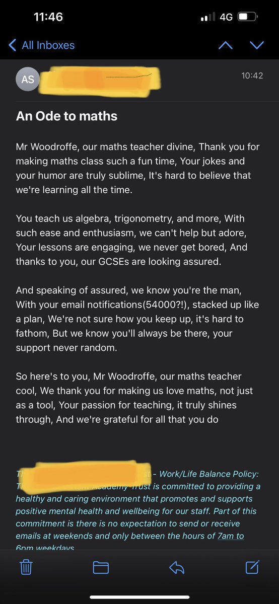 WoodroofeB's tweet photo. I’m not crying , I promise! 🥲 Although maybe a small tear for the spelling of my surname despite teaching for 4 years! Always nice to be reassured that your doing a good job from those your stood in front of 8 times a fortnight! Not a bad poem either by all accounts!! 🙌 https://t.co/2yo0e4Rwpq