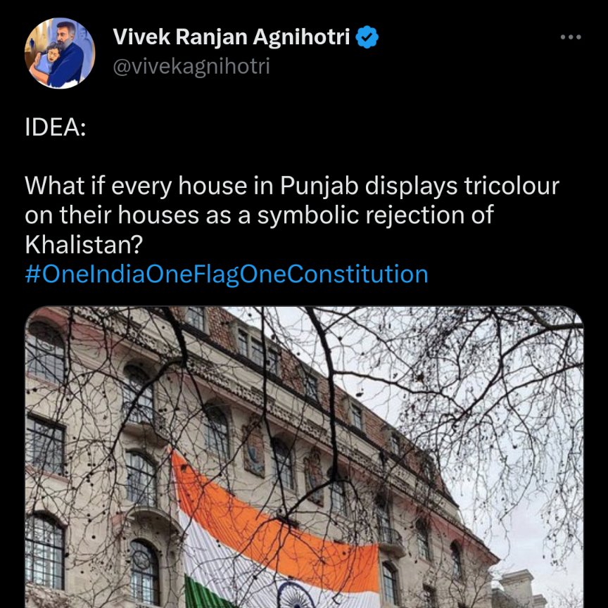 MandeepBajwa's tweet photo. The people of Punjab don't need to display the Tricolour because their children so often come home draped in it. It's the Vivek Agnihotris of the world who have to prove their allegiance to Mother India. https://t.co/r1JPj7AB0H