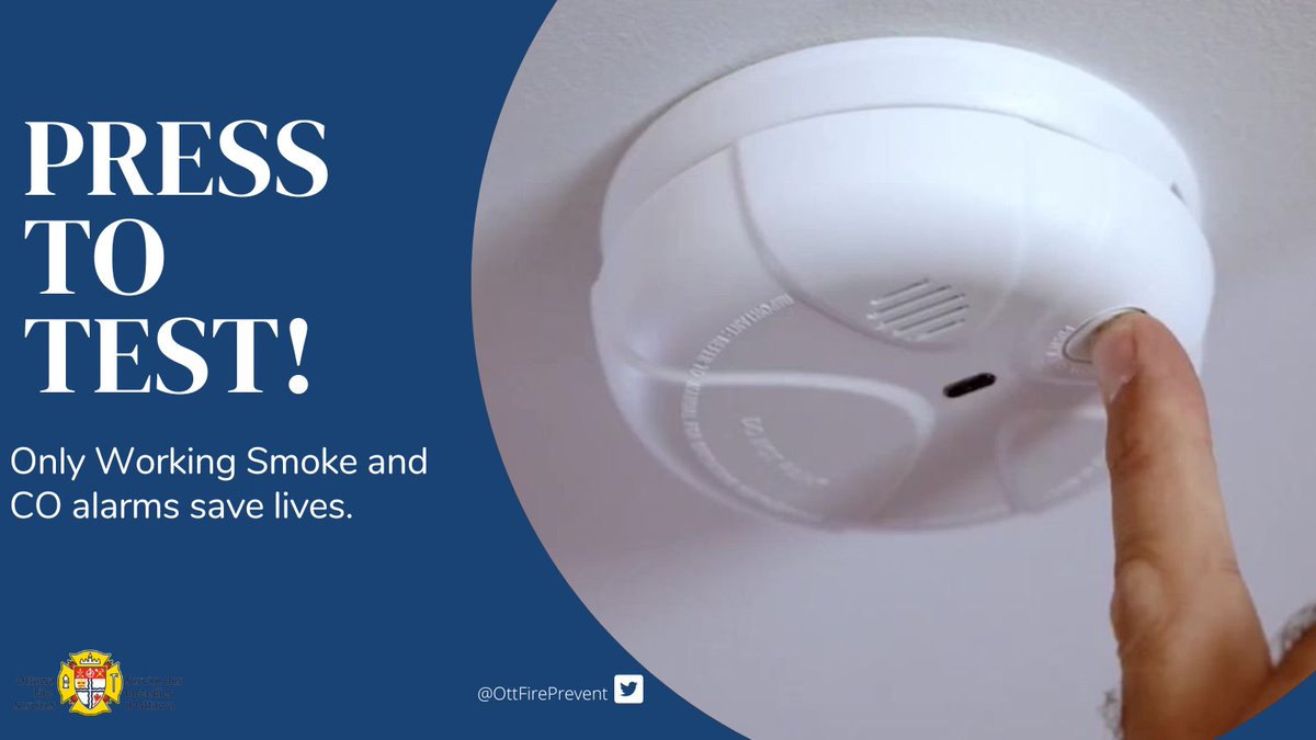 OttFirePrevent's tweet photo. Ottawa! It’s that time again! #TestItTuesday! Test your smoke and carbon monoxide alarms monthly to keep yourself and your loved ones safe. Early detection is crucial when dealing with smoke or deadly carbon monoxide in your home. #SimpleActionsSaveLives https://t.co/hrznEA4a0F