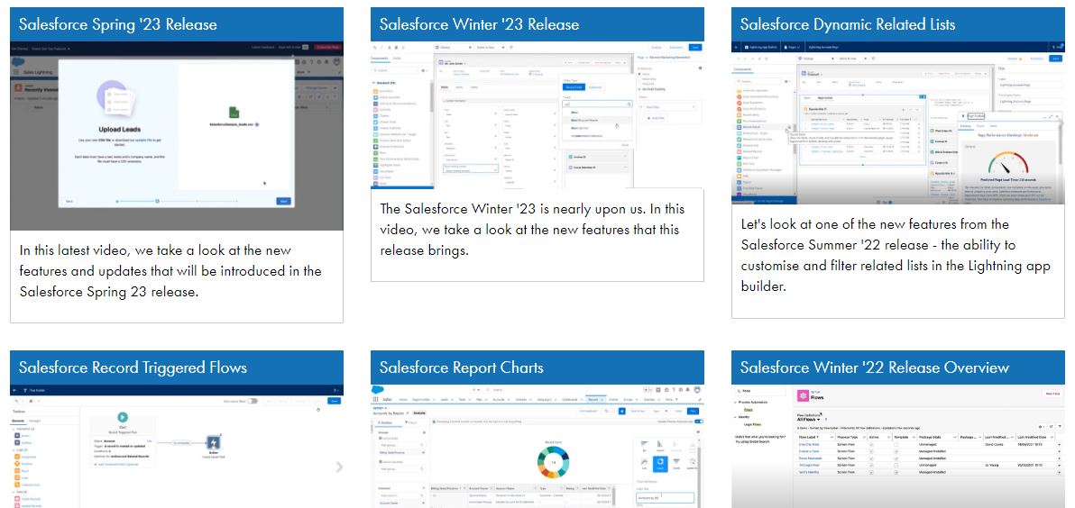 We have an array of <a href="/salesforce/">Salesforce</a> tutorial videos on our website. From Marketing Cloud, to Trailhead, and the latest releases.

Take a look: lnkd.in/dAYmzvW

#salesforce #salesforcemarketingcloud #salesforcedeveloper #salesforcecrm #salesforcepartner #salesforceconsulting