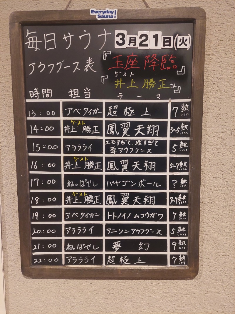 e10s_o's tweet photo. 久しぶりの毎日サウナ120分コースでイン❕️

何も考えず衝動で訪れたらなんとゲストに井上勝正さんが来ていた⁉️

埼玉... (＠ 毎日サウナ in 群馬県, 前橋市荒牧町2丁目33-5 Maebashi, Gumma)  https://t.co/ieLH62wN0w https://t.co/eURSSxQxqk