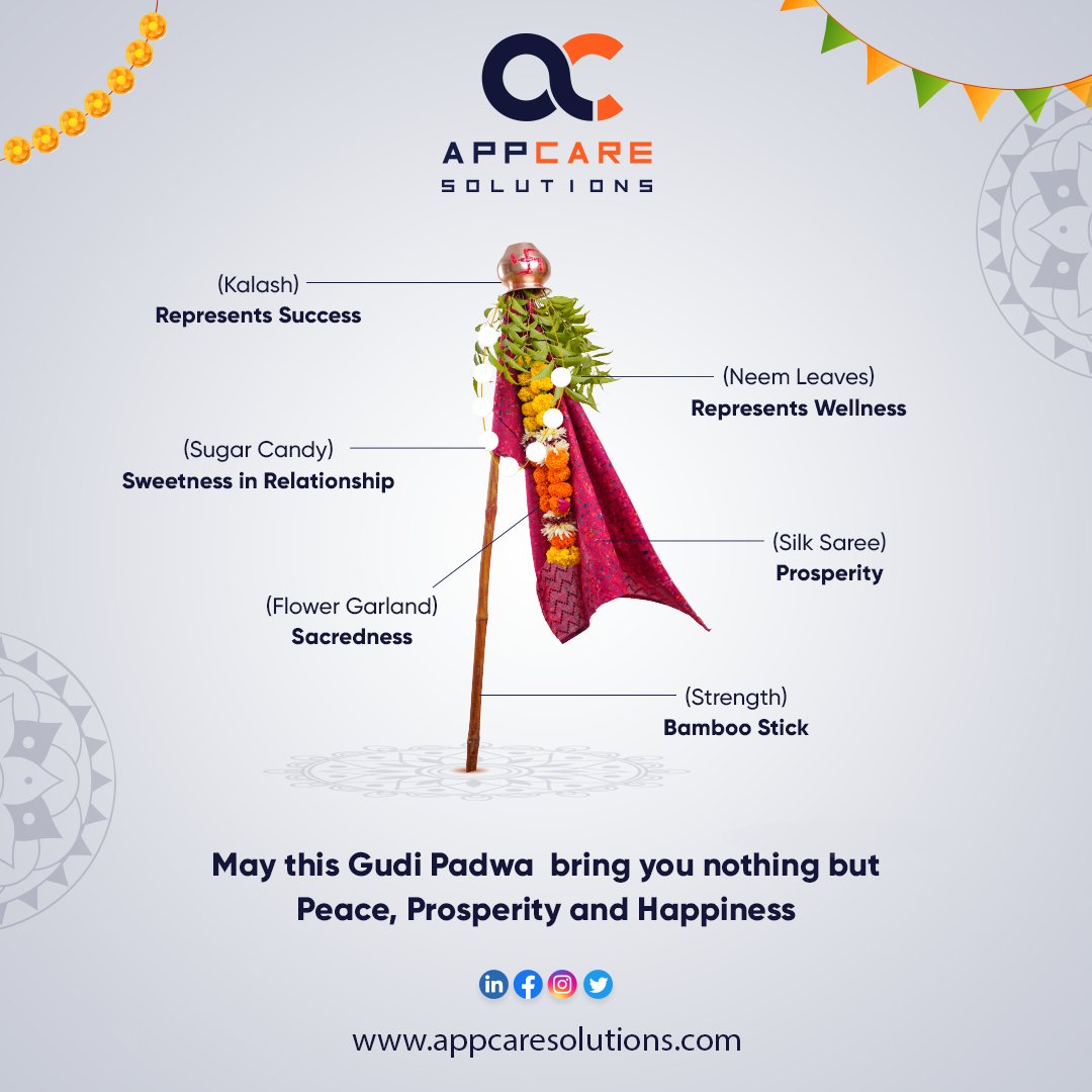 appcaresolutio's tweet photo. Wishing you a happy and prosperous Gudi Padwa!
As a digital marketing company, we are committed to helping businesses achieve their goals and reach new heights of success.
#happygudipadwa #gudipadwa #appcaresolution #digitalmarketing #hindunewyear #newyear #appcare #festival https://t.co/J7jSK51oBA
