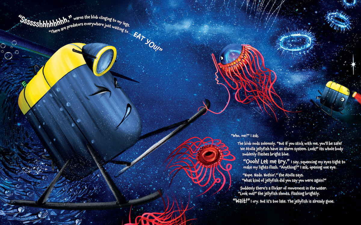 WHOI's tweet photo. 💦 Our first-ever children’s book hits shelves TODAY!

Inspired by the groundbreaking work of #OceanTwilightZone project scientists, #WhereTheWeirdThingsAre follows Meso, an intrepid underwater robot based on the real-life #Mesobot!

Buy at the #WHOI shop: https://t.co/i6Y5MQE6Lv https://t.co/LzjNCBvvNJ