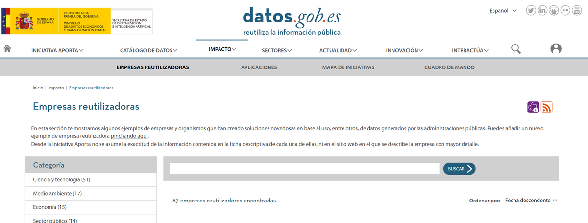 datosgob's tweet image. 🏆✅En datos.gob.es, reconocemos el buen uso de los #datosabiertos que hacen las empresas 🦾La reutilización de los datos para generar beneficio social es parte de los #espaciodedatos. 📋Consulta aquí la lista de empresas reutilizadoras ▶️bit.ly/2LicZJQ
