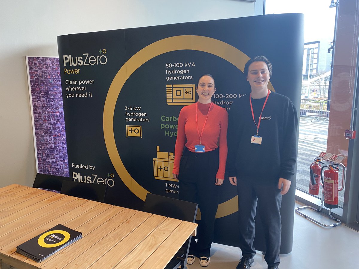 Today Kate and Joseph are in Glasgow at <a href="/BarclaysUK/">Barclays UK</a> campus for their sustainability week event! Great to talk to attendees about what PlusZero Ltd are up to and find out more about other businesses in the sustainability sector.

#sustainability #makinghydrogenhappen