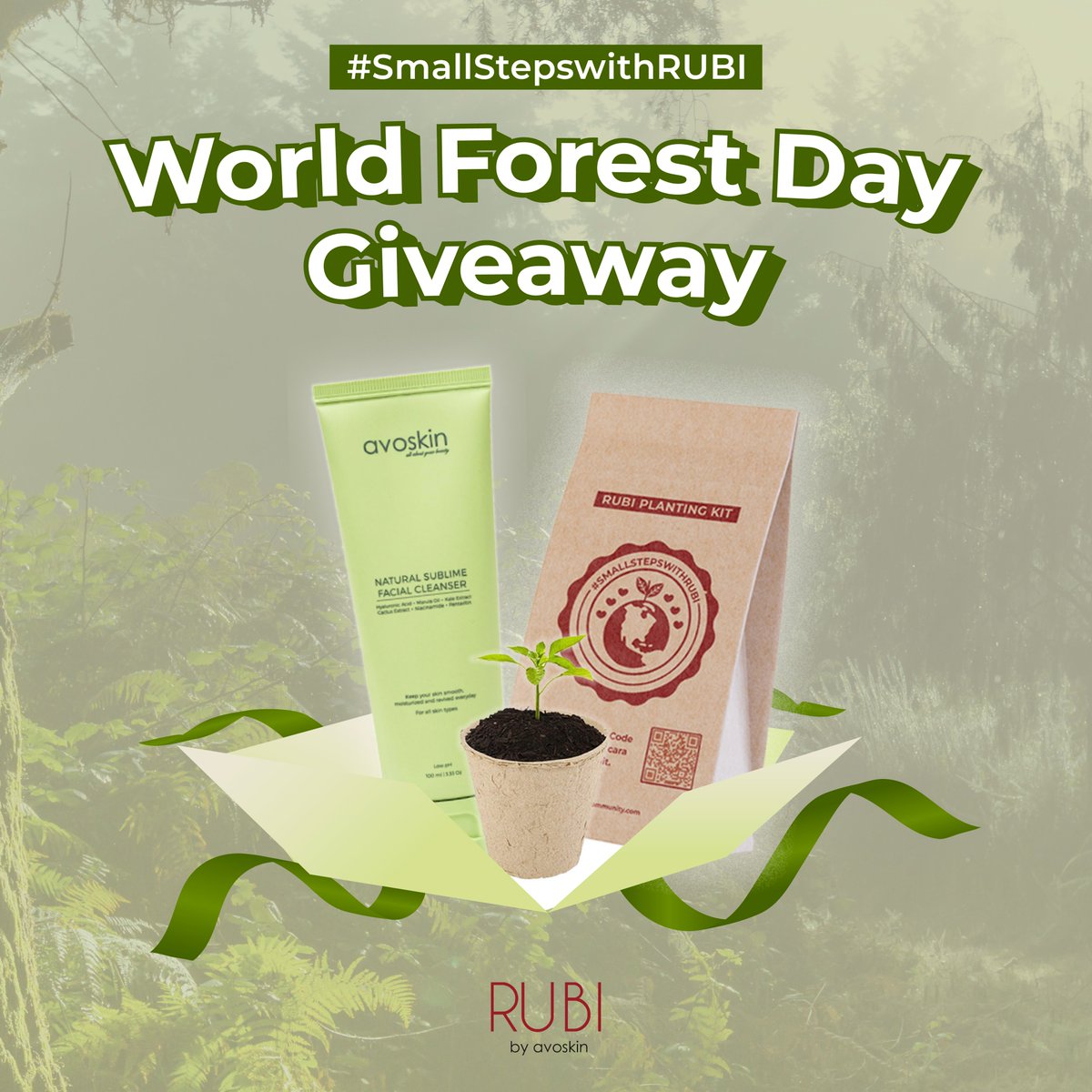 RUBIcommunity's tweet image. GIVEAWAY ALERT!  🌳
Turut hijaukan bumi di Hari Hutan Dunia yuk, RUBI Gems!

Caranya gampang~~
- Follow twitter @rubicommunity dan @avoskinbeauty
- Reply ini dengan emoji '🌳'
- RT dan Like tweet ini

3 Pemenang akan mendapatkan produk Avoskin dan RUBI Planting Kit.

Good luck!🫶