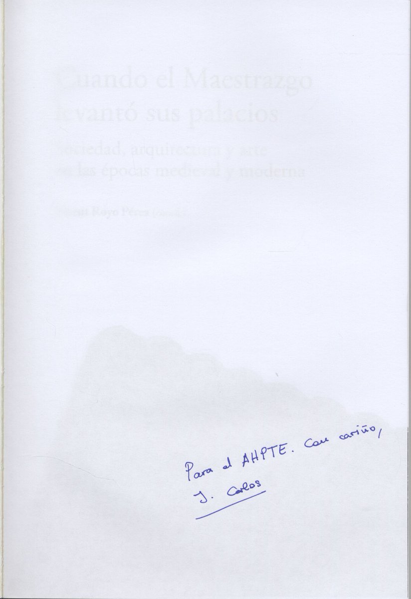 Hoy agradecemos la dedicatoria de uno de nuestros más apreciados y constantes investigadores.
Recomendamos la lectura de sus textos: "Pintura en el ámbito doméstico en época moderna en la provincia de Teruel", en la publicación: "Cuando el Maestrazgo levantó sus palacios"