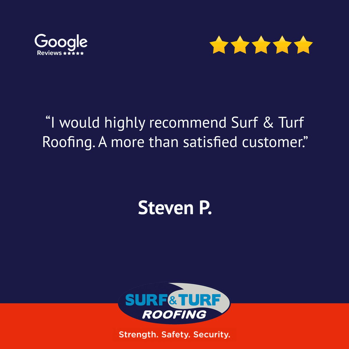 SurfandTurfRoof's tweet photo. “I was very impressed. The crew that did my roof were professional, efficient, and had an attention to detail. I am extremely happy with their work and also the incredible clean up. I would highly recommend Surf &amp; Turf Roofing. A more than satisfied customer.” -Steven P. https://t.co/pLOLqZXgY4