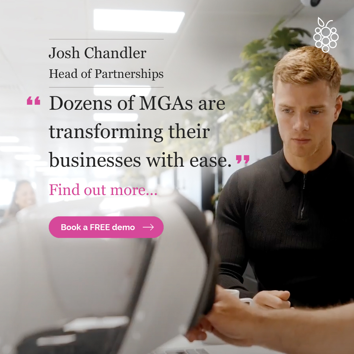 Discover how dozens of MGAs are transforming their businesses with ease using Ada by booking a demo with Josh Chandler today.

Simply click on the link below to book your FREE demo of Ada.

calendly.com/mulberryrisk 
or find out more at: mulberryrisk.com/meetada

#mga #insurance