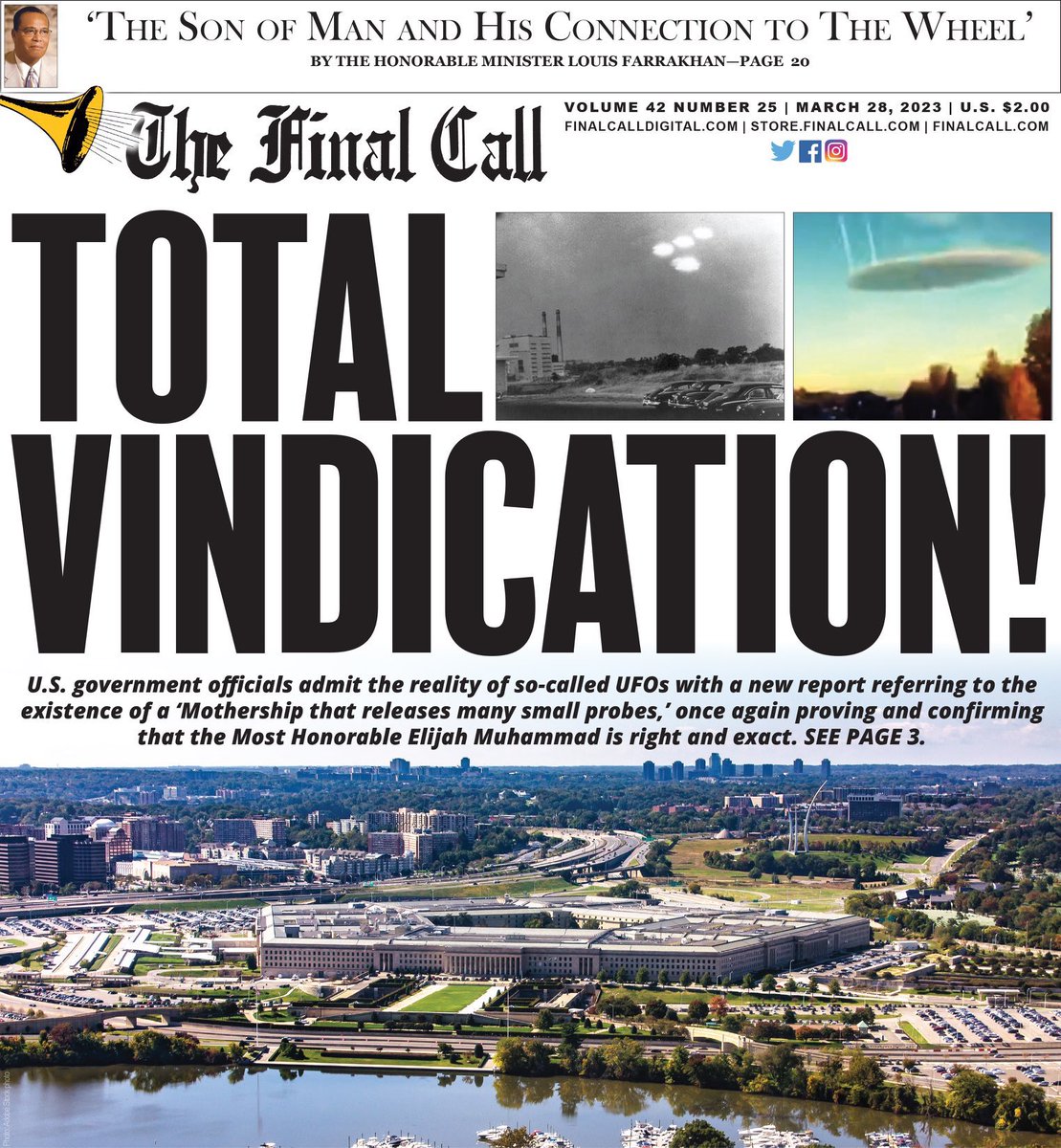 w1seone25's tweet photo. 🎺 THE FINAL CALL
The Son of Man and His Connection to The Wheel🛸
Read all about it in the latest edition. Subscribe https://t.co/LZFBtIjfok or 866-602-1230 x 200 or your local FOI Brothers
#FinalCallDigital @FinalCallStore #TheFinalCall https://t.co/938PkOWBRR