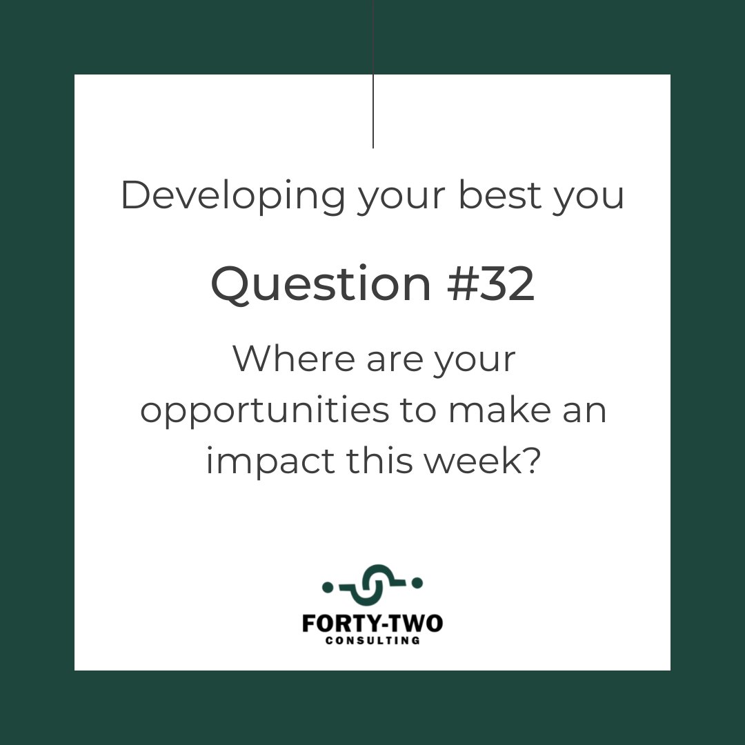 FortyTwoConsult's tweet photo. Where are your opportunities to make an impact this week? #BiggerImpact #FortyTwoQuestions https://t.co/7I3TmwSQAa