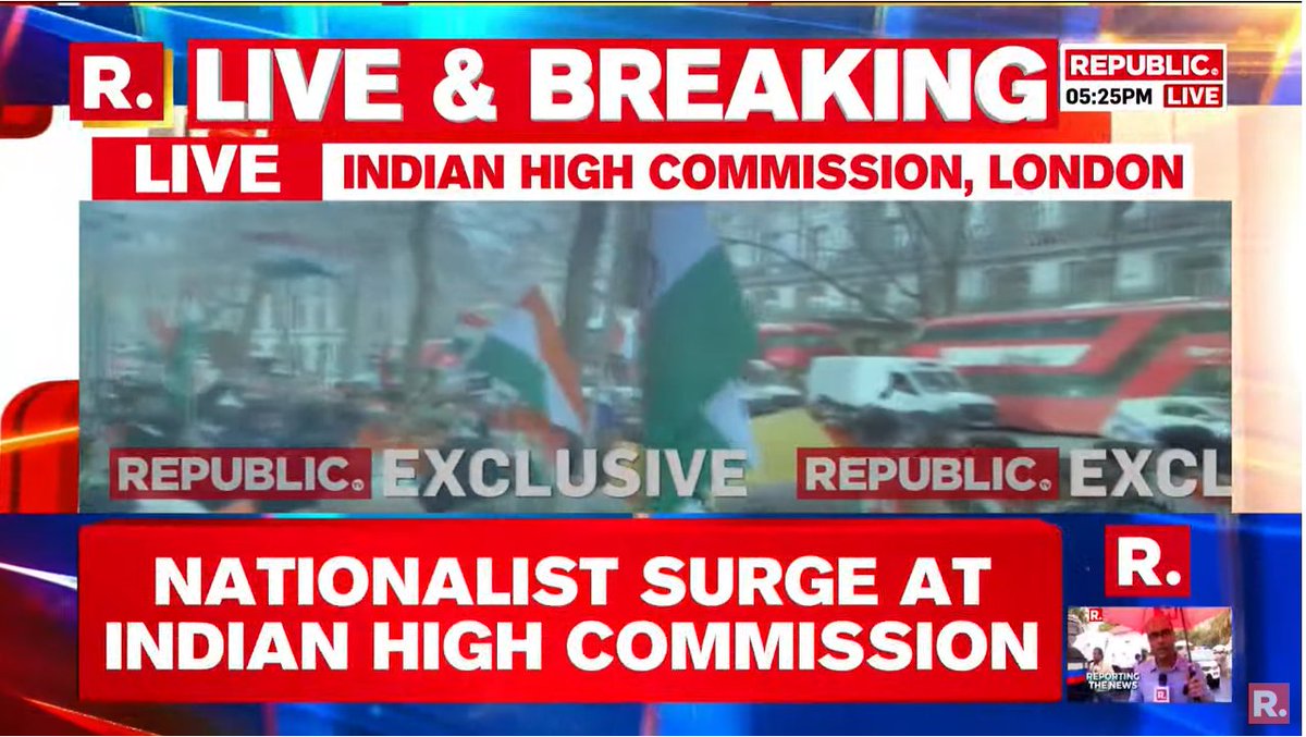 republic's tweet photo. #BREAKING | Patriots fight against Khalistani; send strong message to anti-India elements. Tune in as Republic live from protest site in London.
#IndiaHighCommission #RishiSunak #IndianDiaspora #London
https://t.co/ge3J2OVybC https://t.co/Q1DJv5U8po