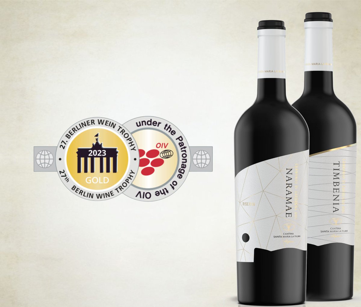 New medals for our new wines! 🥇 Double gold for #Timbenia and #Naramae at the #BerlinerWeinTrophy 🎊 A great affirmation for the two new red wines from #Cannonau grapes, the most representative vine of our #Sardinia 🍇 
#SantaMariaLaPalma #WineLovers #ItalianWine