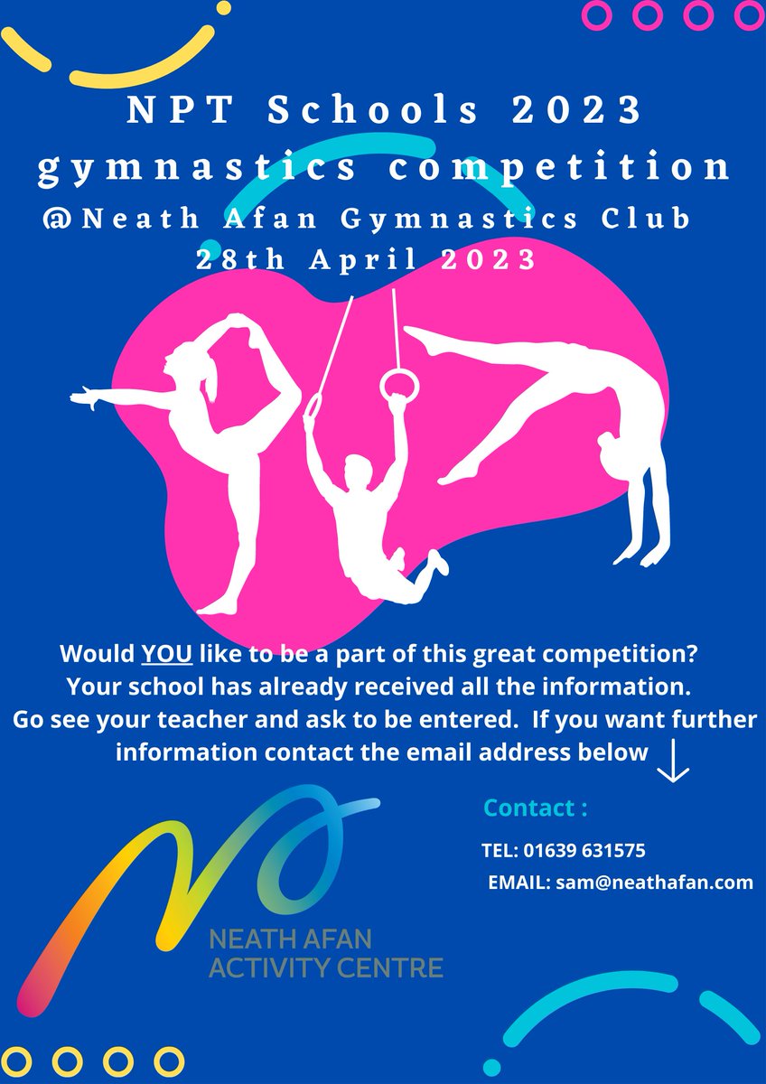 Neath-Afan host the NPT Primary Schools Gymnastics Competition - mailchi.mp/0654c3e4e05b/n…
The Deadline is approaching fast! Get your school involved.