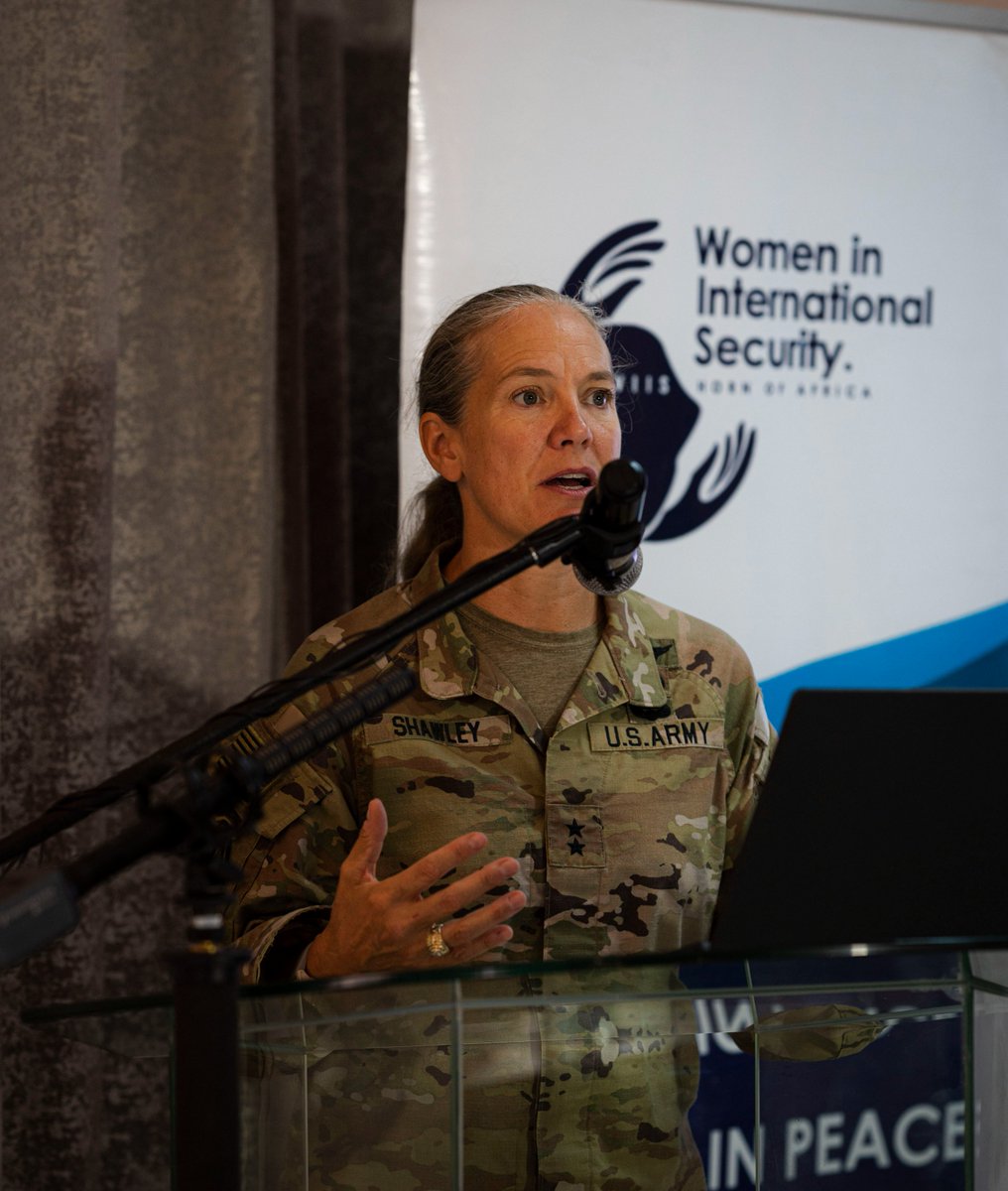 'When we talk about #WomenPeaceSecurity, we think about women in uniform...but this is really women in the community of peace and security. Peace and security and stability are built in the community.' - @CJTFHOA_CG, #WISC23 Opening Remarks