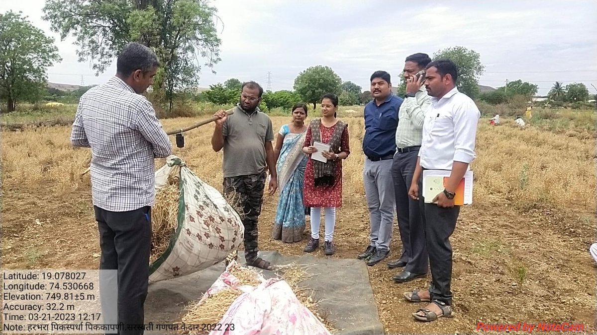 RanjaneVarada's tweet photo. CropCuttingExperiment (CCE) for Gram at Parner, Ahmednagar. It is usd to estimate yield, insurance, policies, showed 36kg which is abov avg. Spatiotemporal variation &amp; sample survey approach needs to be rethought, as untimely rains had affected nxt village &amp; yield shows otherwise https://t.co/gsGACJllZ8