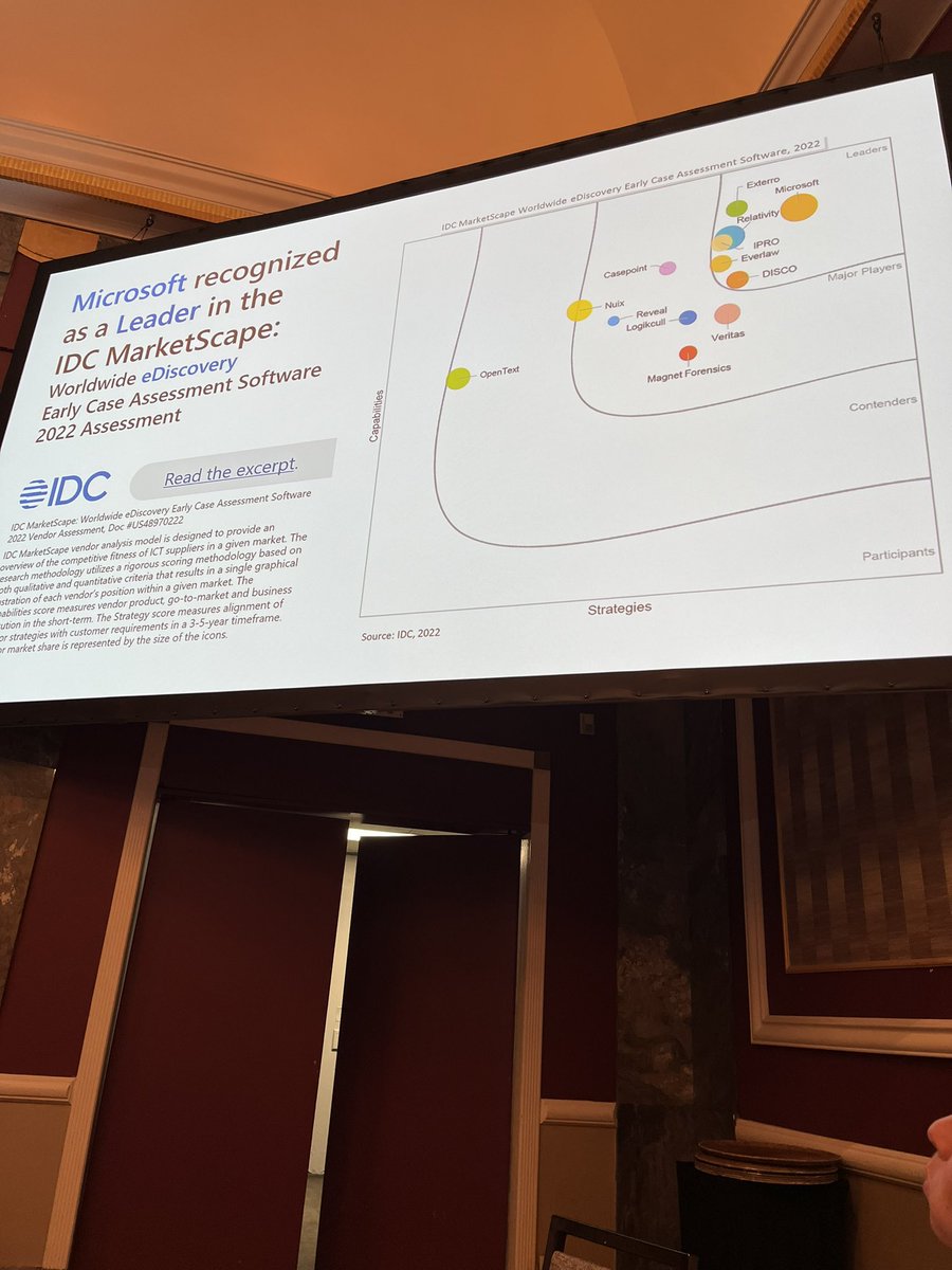 Glad to see <a href="/IDC/">IDC</a> at the <a href="/Microsoft/">Microsoft</a>  breakfast at #LegalWeek23