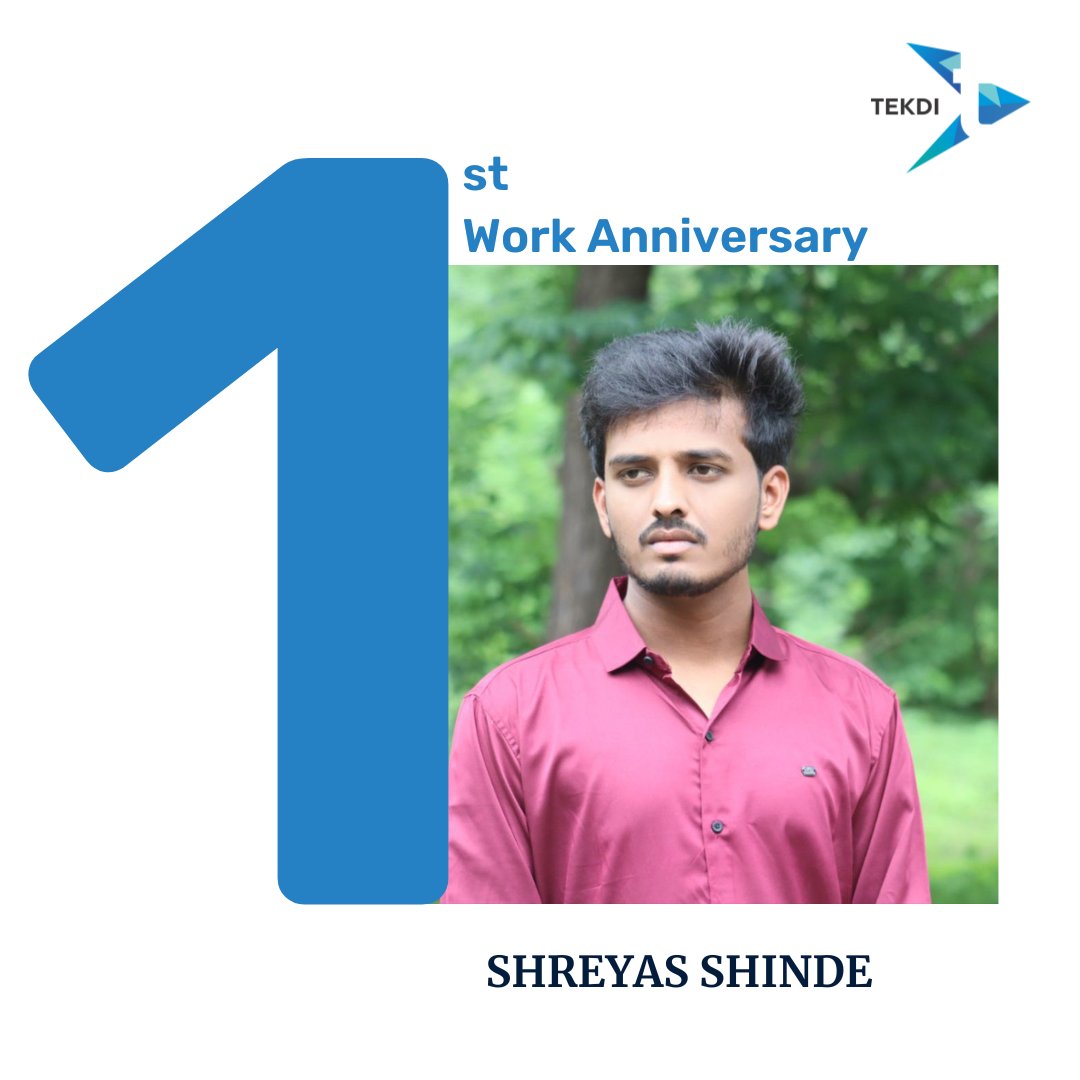 tekdinet's tweet image. Congratulations on your 1st work anniversary Shreyas and we are looking forward to more years of #MakingItMatter

#WorkAnniversary #EmployeeJourney #EmployeeExperience #TekdiTechnologies #TekdiFamily #LifeAtTekdi #MakeItMatter #1stWorkAnniversary