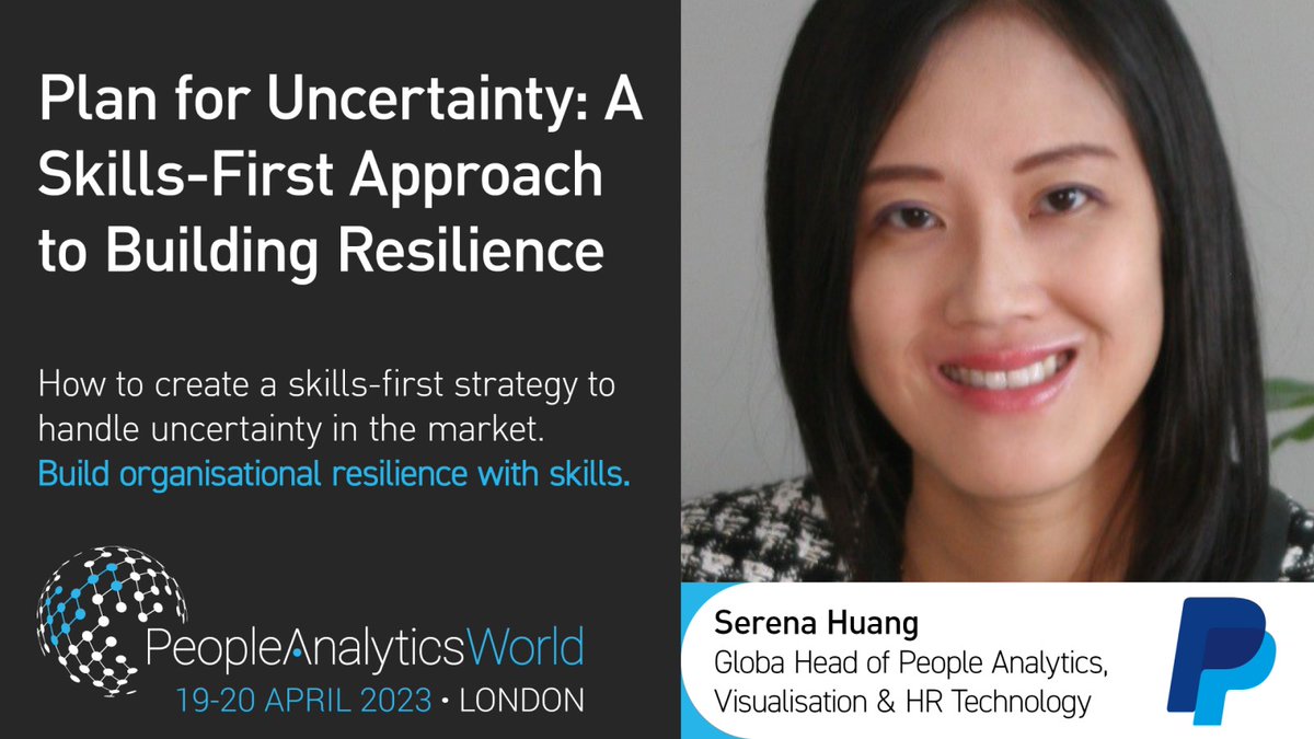 Are you interested in building organisational resilience against unforeseen future events? Join PayPal's own <a href="/SerenaHuangPhD/">Serena Huang</a> next month at #PAWorld to learn how to take a skills-based approach when developing your own strategy peopleanalyticsworld.com/2023 #peopleanalytics #digitalhr