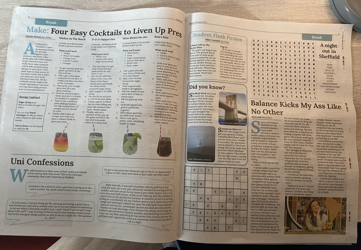 charliefent0nn's tweet photo. Phew! After two weeks of hard graft @flokilby6 and I have our first co-produced break section in @ForgePress! 

Featuring new sections ‘student flash fiction’ and ‘uni confessions’ alongside articles by myself and Mert Arik, it’s worth a read! 

Grab the paper from the SU or IC! https://t.co/hhy7PcFptf