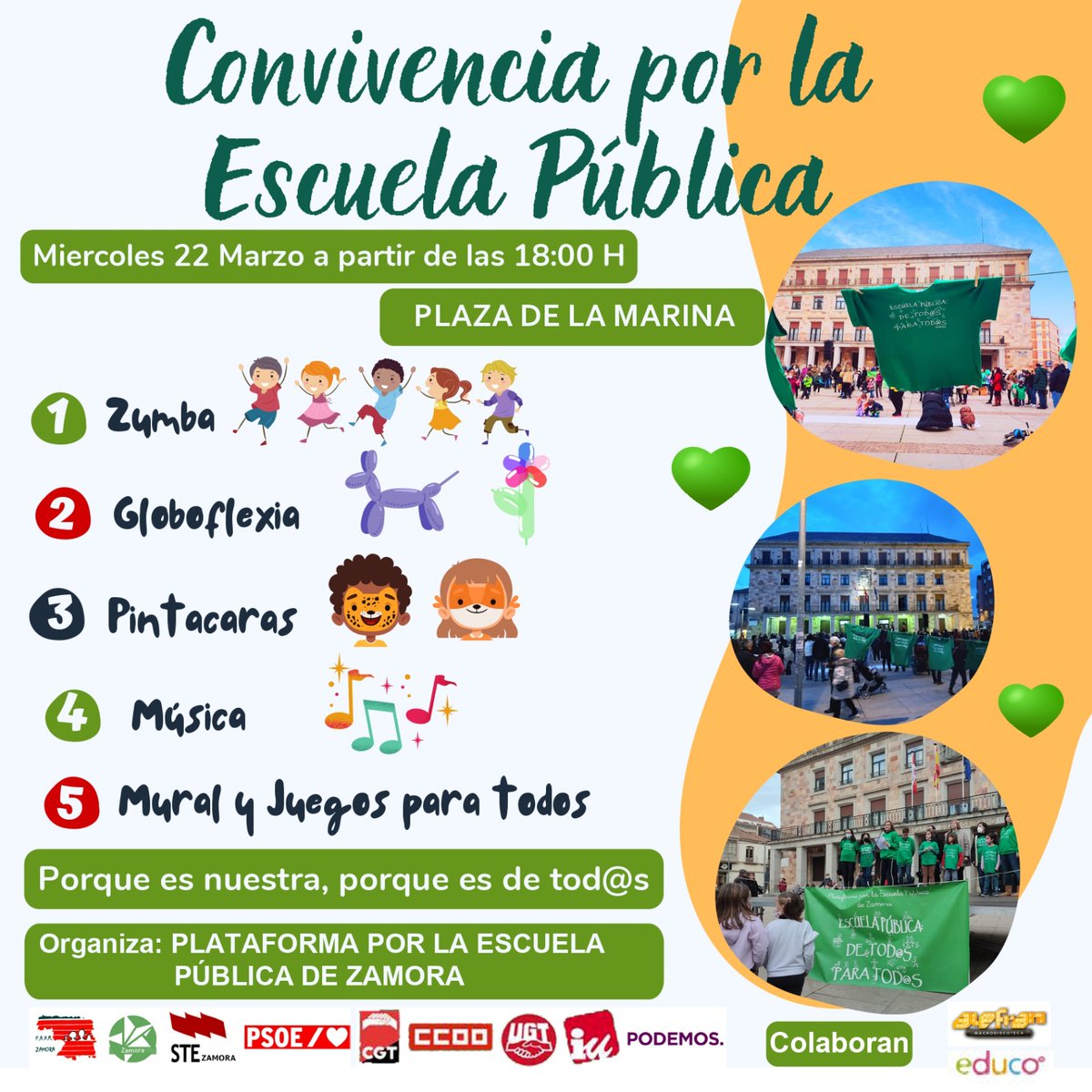 CgtDocentesCyl's tweet photo. 🔴⚫💚💚Os esperamos mañana en la PLAZA DE LA MARINA. Ven a pasar una tarde divertida. Trae ropa cómoda para mover el esqueleto💚💚⚫🔴 https://t.co/zxugBoXrxb