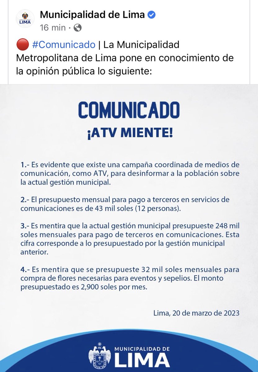 gaeg8475's tweet photo. @DanielUrresti1 A quién le creemos... a usted q perdió y puede q de picón publique noticias sin confirmar o al comunicado de la Municipalidad??? https://t.co/fnToKJWsdB