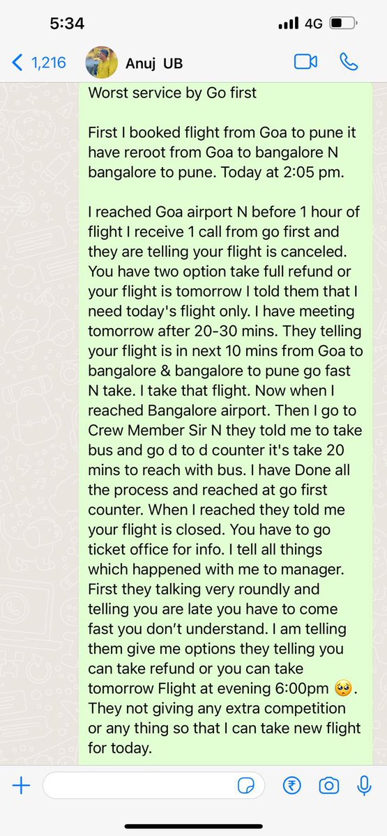 MehulDaga4's tweet photo. Worst service by Go First Airlines Please Check Img and please Take Action Against This airlines. https://t.co/FxcVE1Aaja