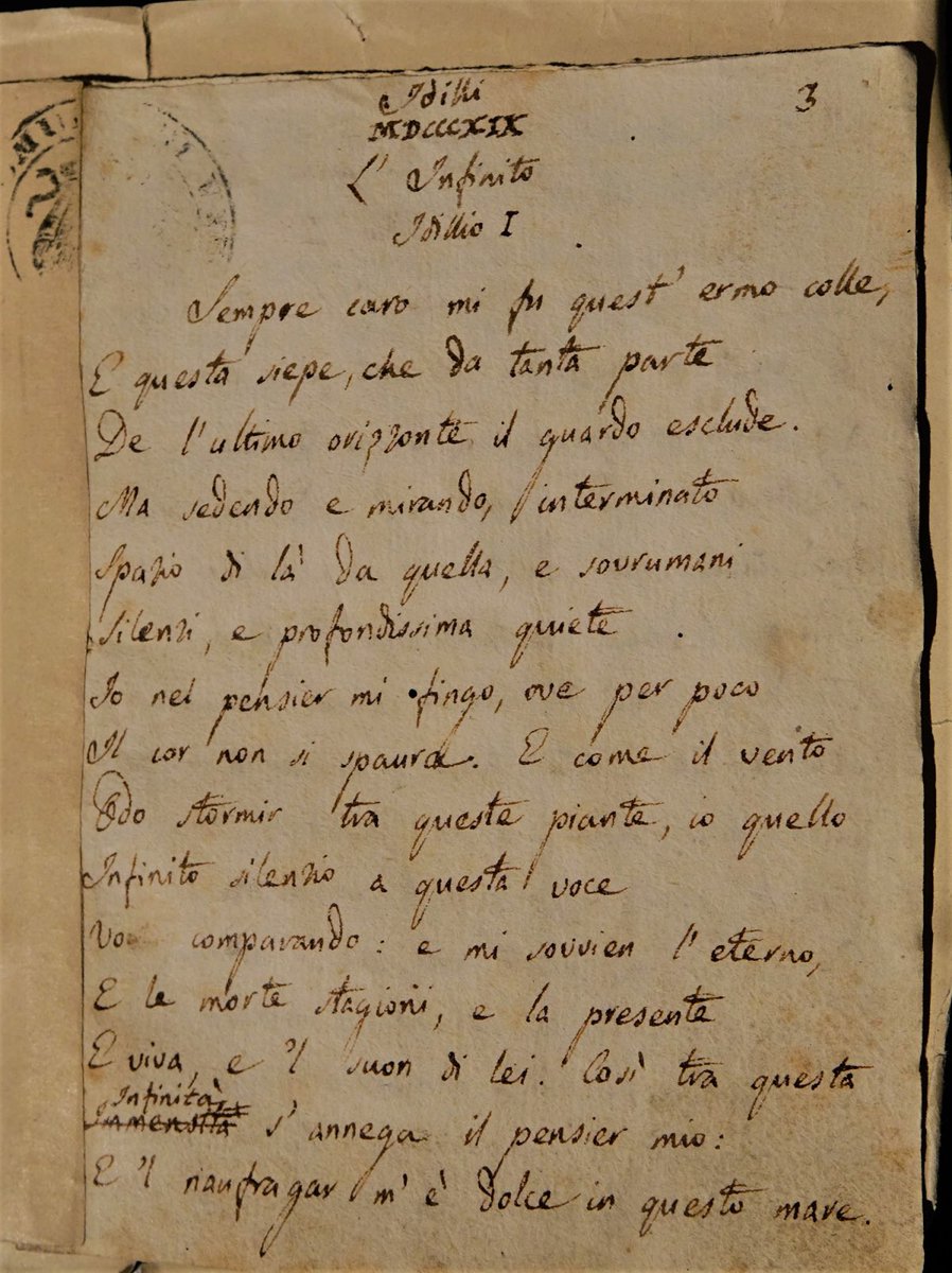 JamesLucasIT's tweet photo. Il manoscritto originale 
de l'Infinito di Giacomo Leopardi. https://t.co/7sYvRg07yx