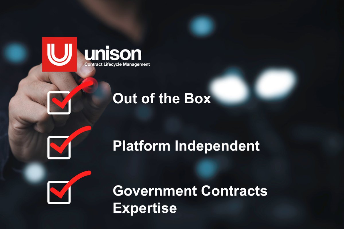 UnisonGlobalInc's tweet photo. Streamline your government contract management process without the need for extensive customization or development. CLM is developed and supported by #GovCon experts that easily integrates with pre-existing business systems. Learn more: https://t.co/25AxkUAxeY https://t.co/4wKoiweL8K