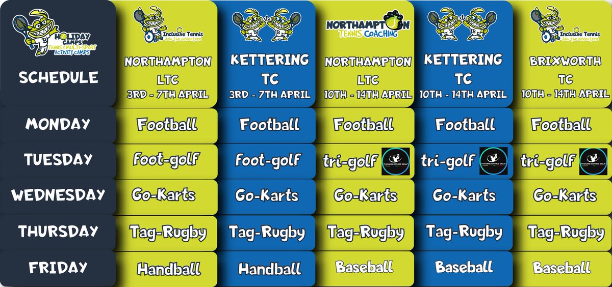 Easter Camp Schedule!!