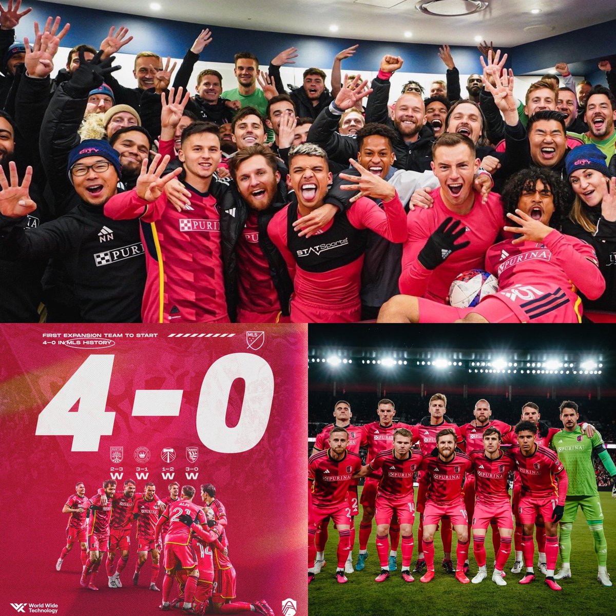 1_LPfannenstiel's tweet photo. We made history with 4 Ws in our first 4 games!
Well done 👏 
However, people still don’t rate us and say it’s all luck!
Let me tell you: 
I don’t believe in luck, but I believe in hard work &amp; dedication.
Now we focus on Salt Lake!

Let’s go @stlCITYsc 💪

#AllForCITY #stlCITYsc https://t.co/WD1Bsnr5CA