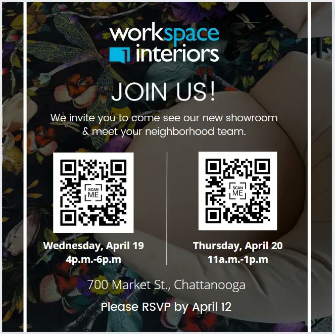Join Workspace Interiors at their Grand Opening events on April 19th & April 20th! Workspace Interiors provides clients with quality commercial furnishings, space planning and creative commercial design services. 

#downtownchatt #chattanooga #chattanoogaevents