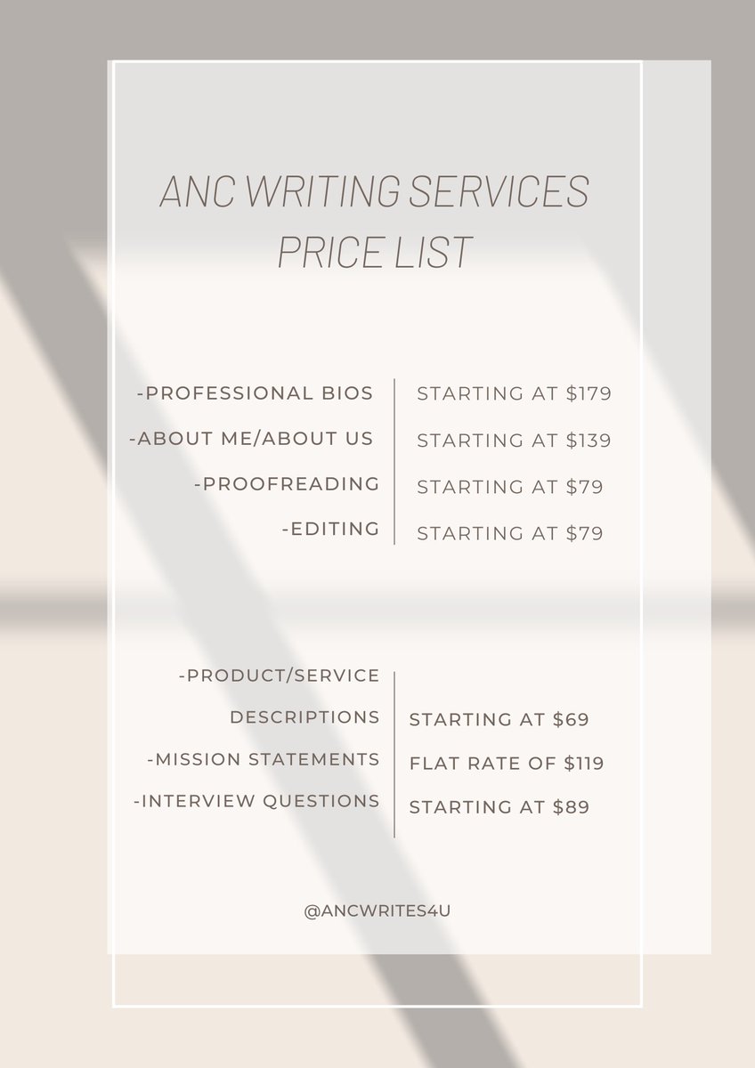 ANCwrites4u's tweet photo. ANC's updated price list. https://t.co/EgO0MjBETa