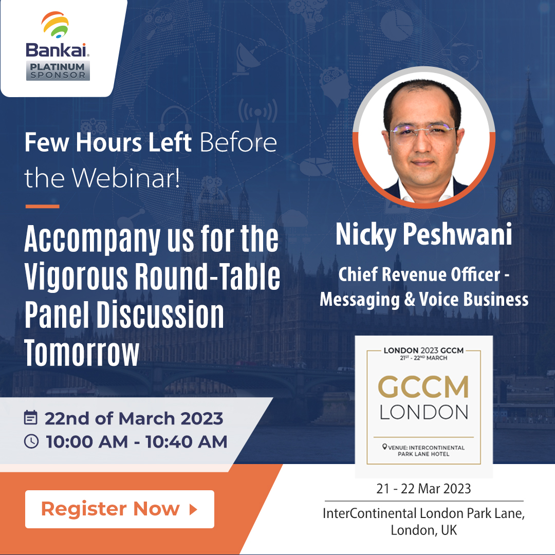 Bankai_Group's tweet photo. Be all ears as our Chief Revenue Officer, Nicky Peshwani discusses the latest innovations in the Messaging Market with the other panelists.
Register Now: https://t.co/AwrfSwq4kt
#Bankaigroup #GCCMLondon #messagingmarket #APIs #industryleaders #roundtablediscussion #webinar https://t.co/XtG1dw0dKJ