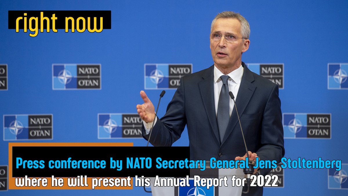 now_timeline's tweet photo. Right Now - Press conference by NATO Secretary General Jens Stoltenberg.... https://t.co/mi9P00263C via @YouTube 

#Pressconference #AnnualReport2022 #NATO  #SecretaryGeneral #Stoltenberg #Ukraine️ #war  #Russia #putin #China #MILITARY #Tanks #support  #journalist #questions https://t.co/91ePwS8esU