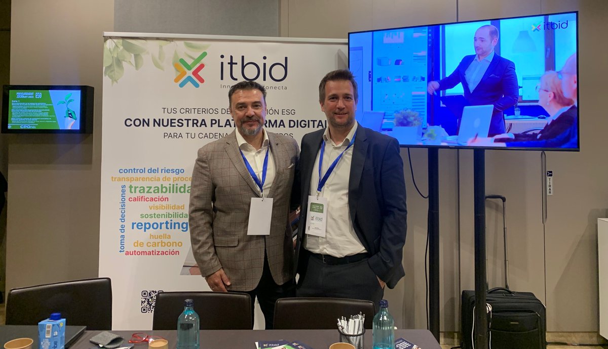itbid's tweet photo. 📣 ¡A los asistentes de 𝗣𝗿𝗼𝗰𝘂𝗿𝗲𝗺𝗲𝗻𝘁 𝗦𝘂𝗺𝗺𝗶𝘁 𝗘𝗦𝗚 𝟮𝟬𝟮𝟯 de @CPONET_Oficial! itbid ya se encuentra con su stand en el evento, y estamos mostrando nuestro 𝗺𝗼́𝗱𝘂𝗹𝗼 𝗘𝗦𝗚 𝗱𝗲 #compras.
👉 Regístrate: https://t.co/Ndjpi56Cbe

#eprocurement #procurement https://t.co/PyBi6sCs0p