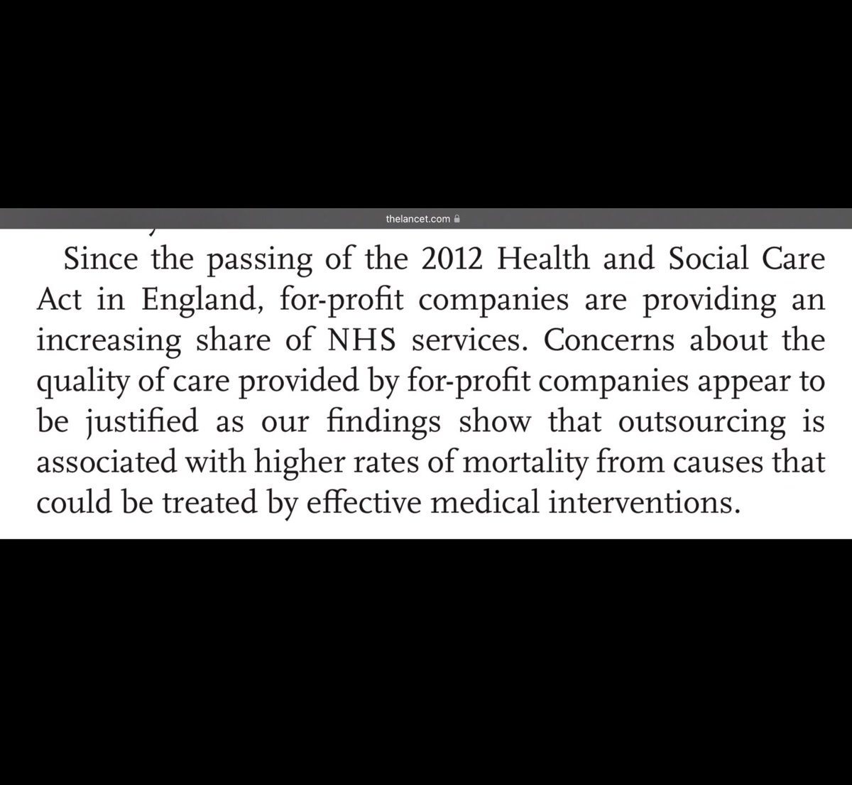 france_lou's tweet photo. This is why #SOSSaveOurSurgery was & still is so important to us all. “Concerns about the quality of care provided by for-profit companies appear to be justified as our findings show that outsourcing is associated with higher rates of mortality” https://t.co/oS5CaOoxx8 https://t.co/6UQ4wOfCK9
