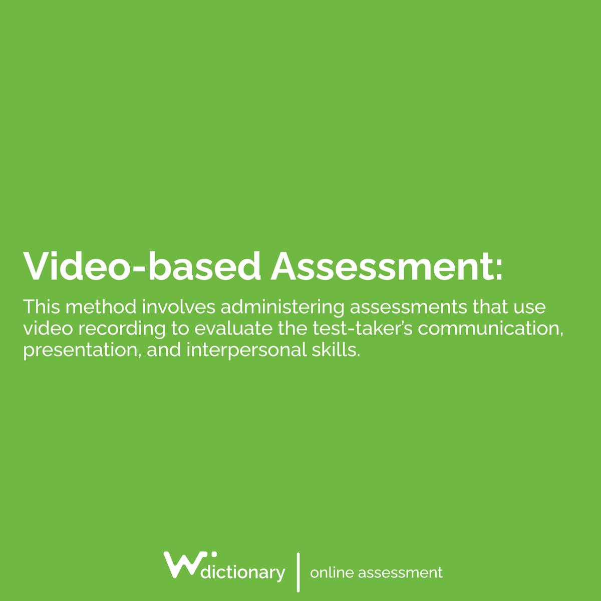 Introducing our Online Assessment dictionary series!📚👨‍💻 

Our first word is video-based assessment, a method of assessing skills through recorded videos. 

Say goodbye to in-person assessments and hello to the convenience of online assessments.📹👋 

#witwiser #onlineassessment