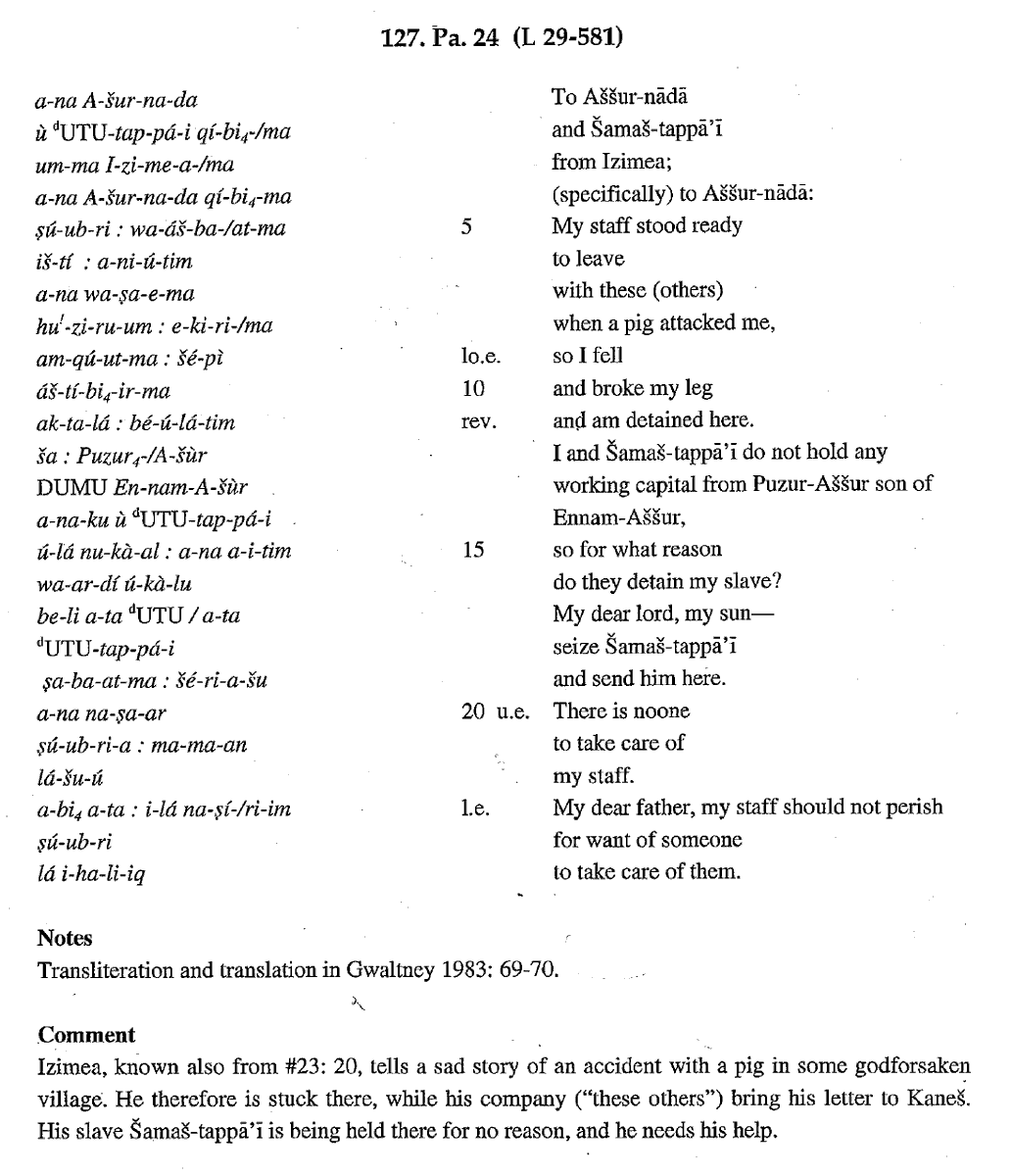 Ummi_Waqrat's tweet image. If you think you have a bad day, remember the sad story of the Old Assyrian merchant Izimea, who got attacked by a pig, broke his leg, and was stuck in some godforsaken village ... (PIHANS 96, no. 127 = Larsen 2006) #CuneiformStudies #OldAssyrianLetters #PigAttack